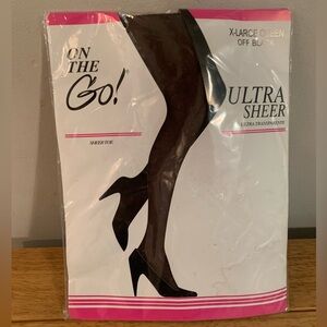 On The Go Ultra Sheer Pantyhose X-Large Queen Off Sheer Toe  New